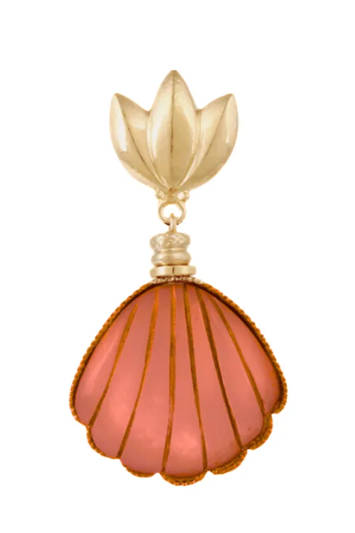Sanibel Shell Earrings in Orange Coral