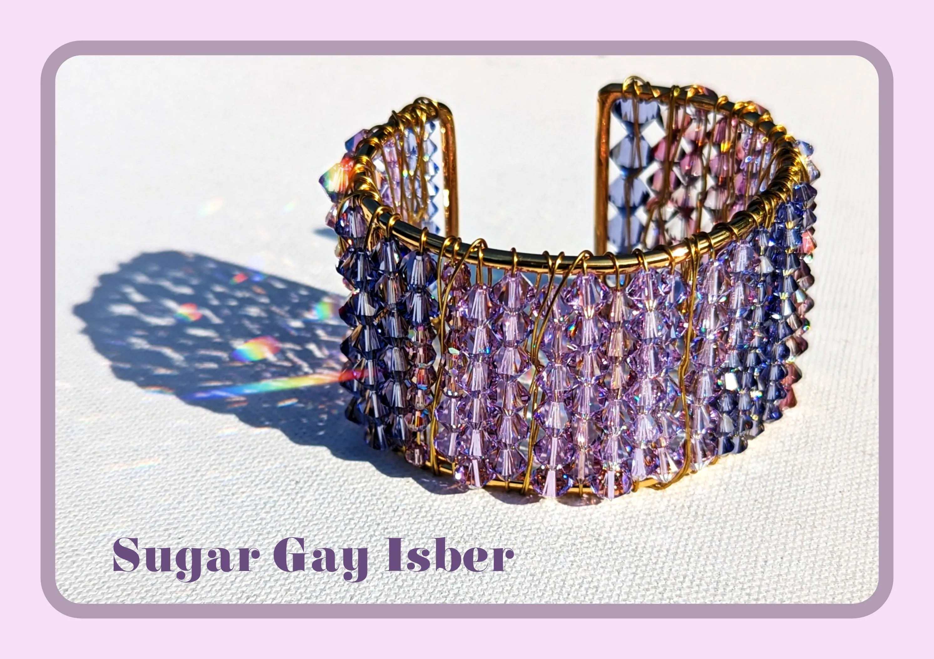 Shades of Purple Cuff Bracelet RARE Vintage Swarovski Handmade Sustainable USA Sugar Gay Isber