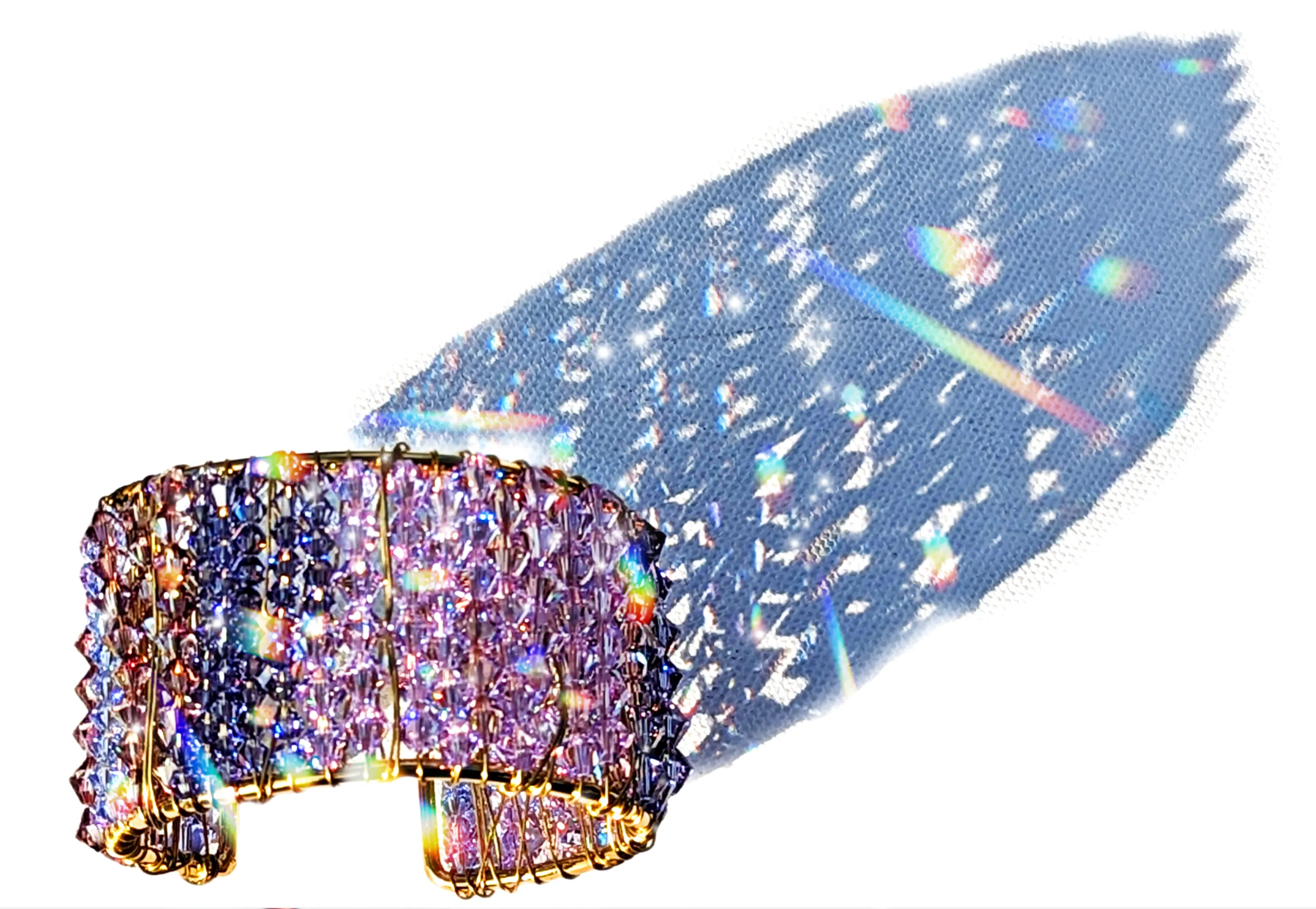 Shades of Purple Cuff Bracelet RARE Vintage Swarovski Handmade Sustainable USA Sugar Gay Isber