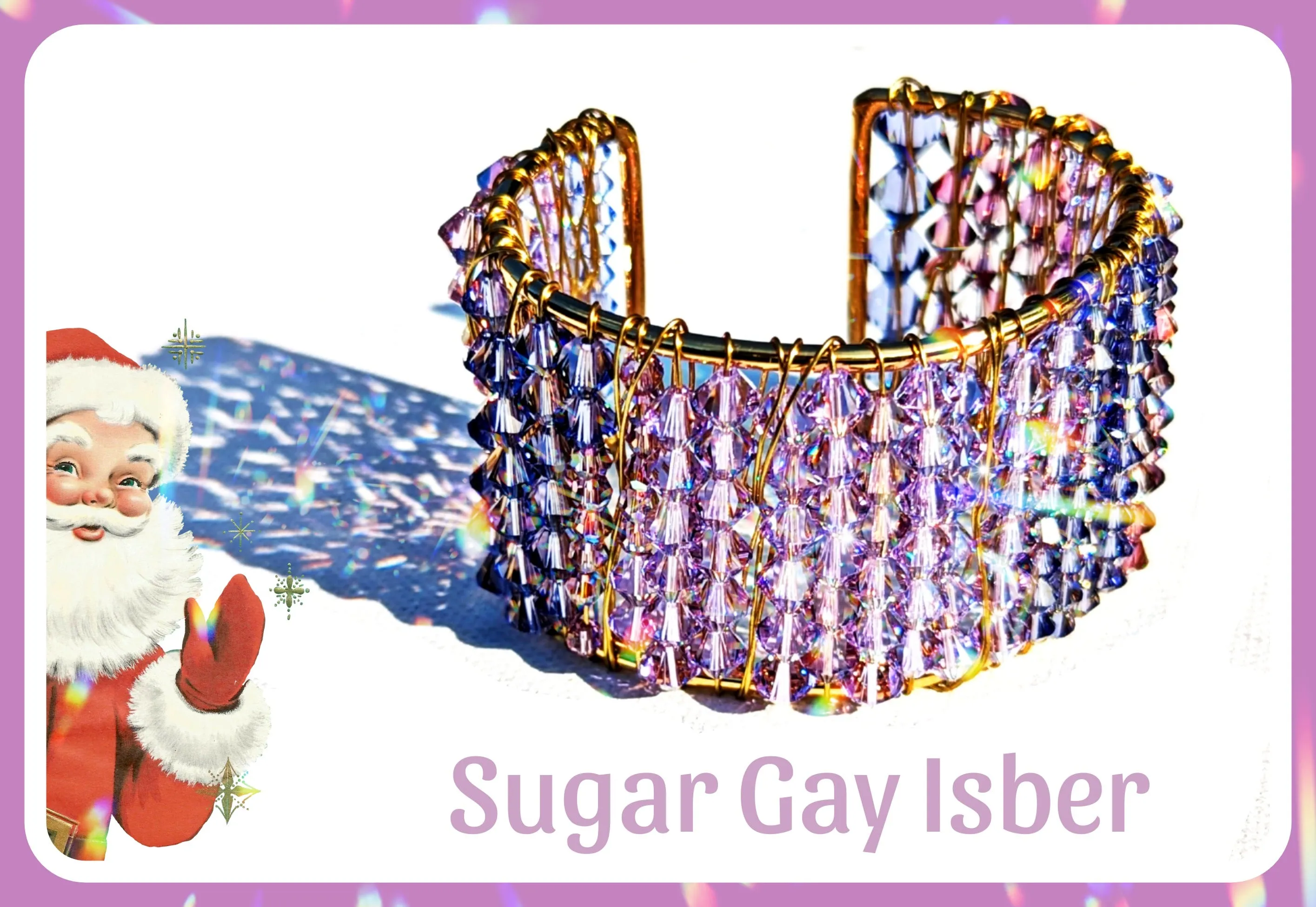 Shades of Purple Cuff Bracelet RARE Vintage Swarovski Handmade Sustainable USA Sugar Gay Isber