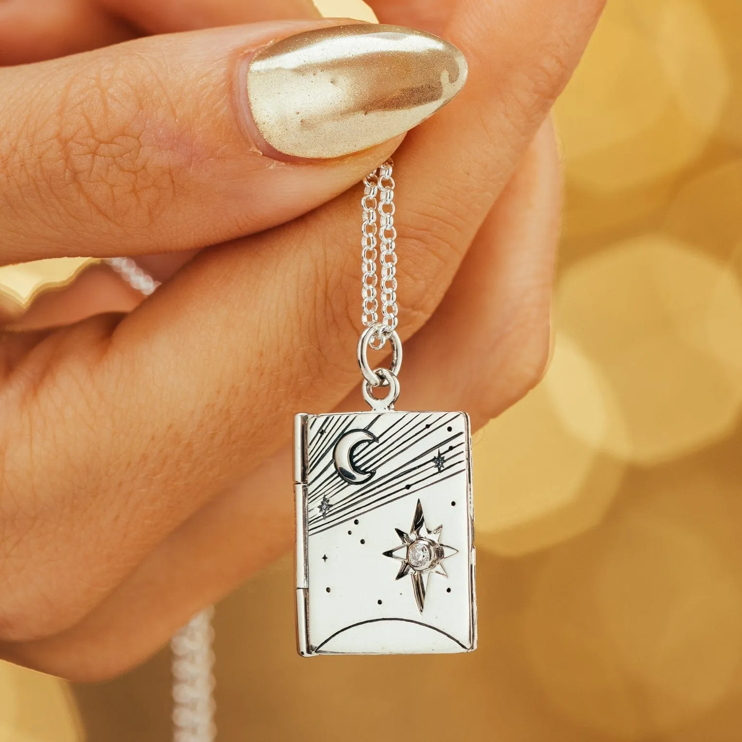 Silver Celestial Locket Necklace