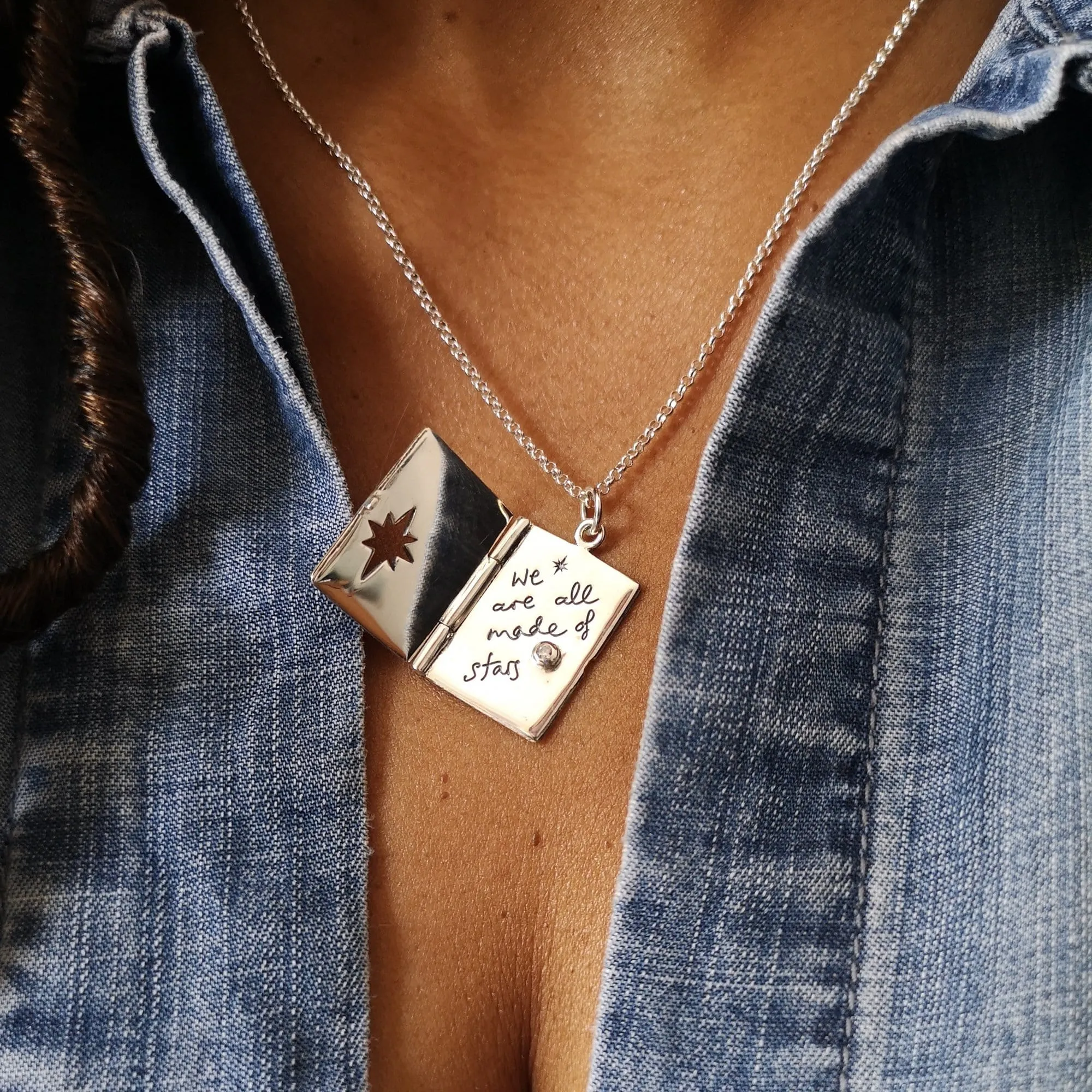 Silver Celestial Locket Necklace