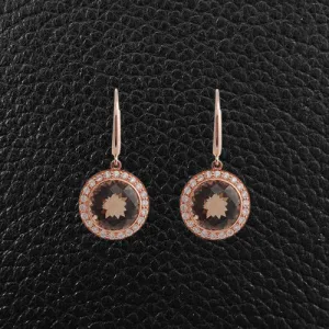 Smokey Quartz & Diamond Dangle Earrings
