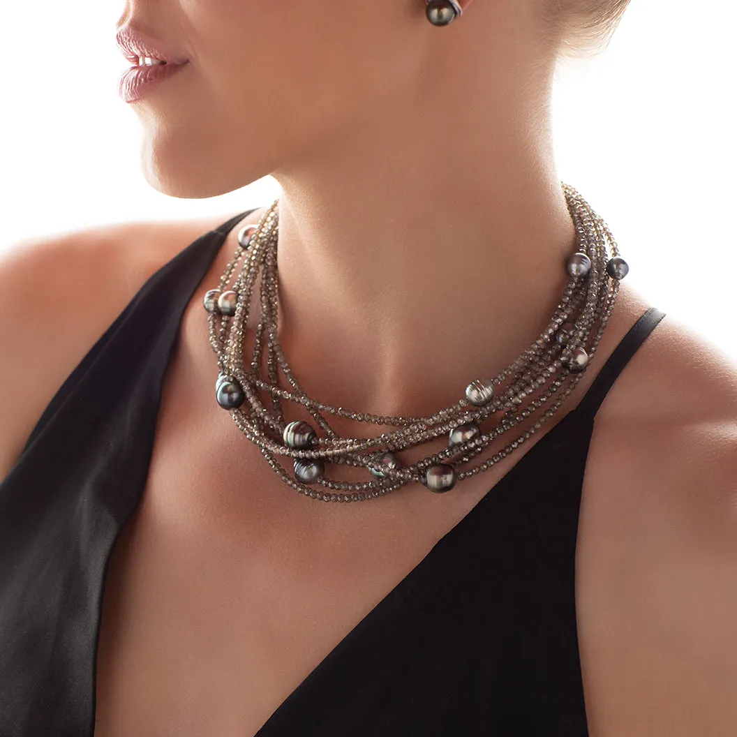 Smoky Quartz Multi-Strand Necklace