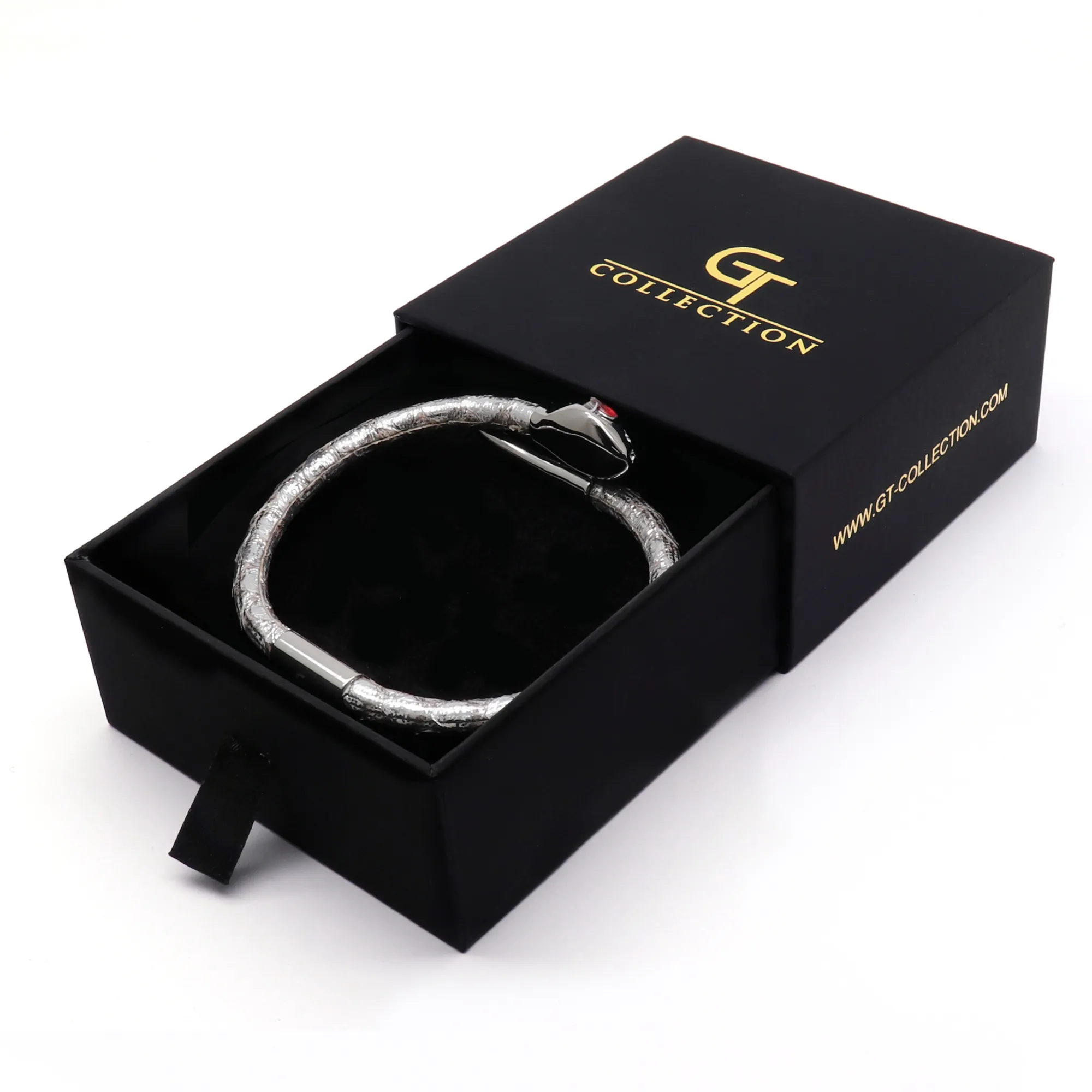 Snake Head Bracelet - Silver Python with Zircon