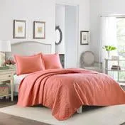 Solid Coral Quilt Set