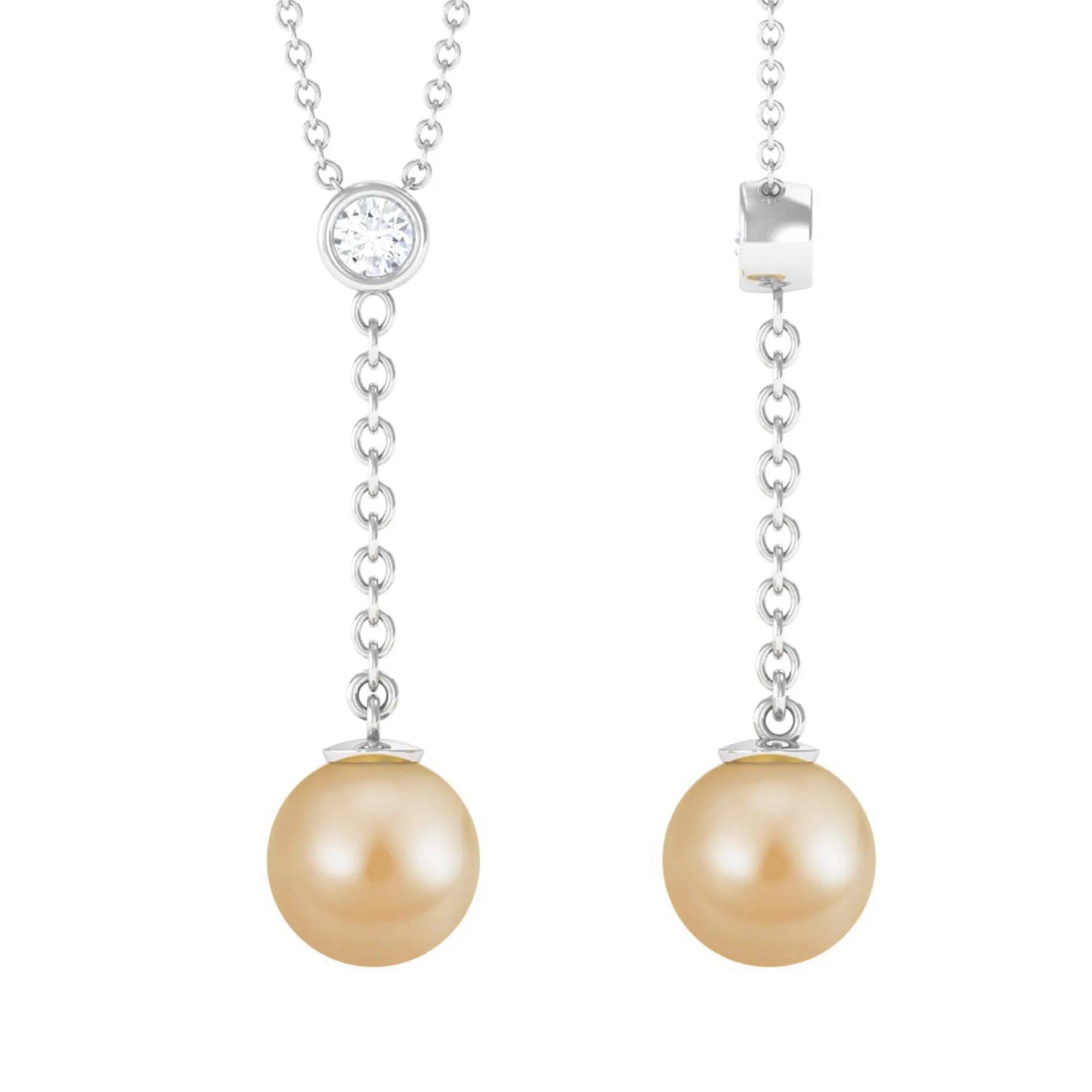 South Sea Pearl Dangle Drop Necklace with Diamond