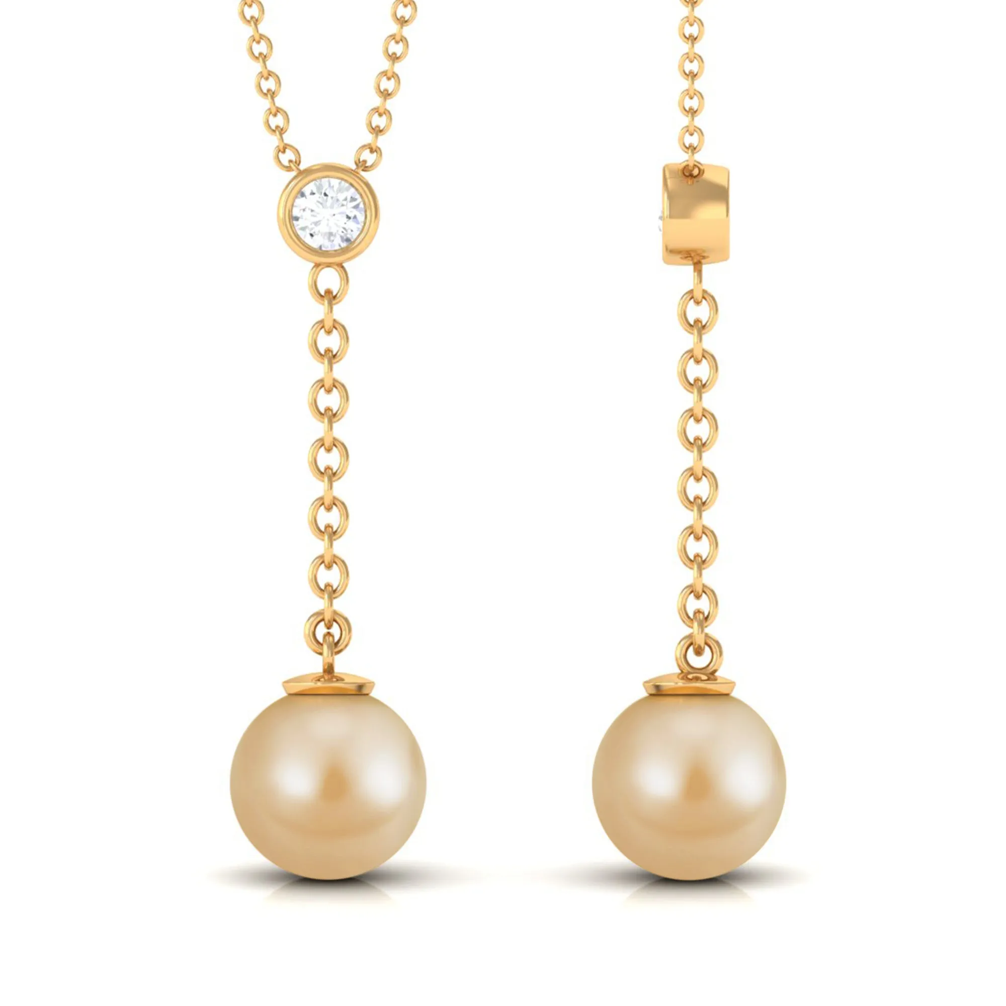 South Sea Pearl Dangle Drop Necklace with Diamond
