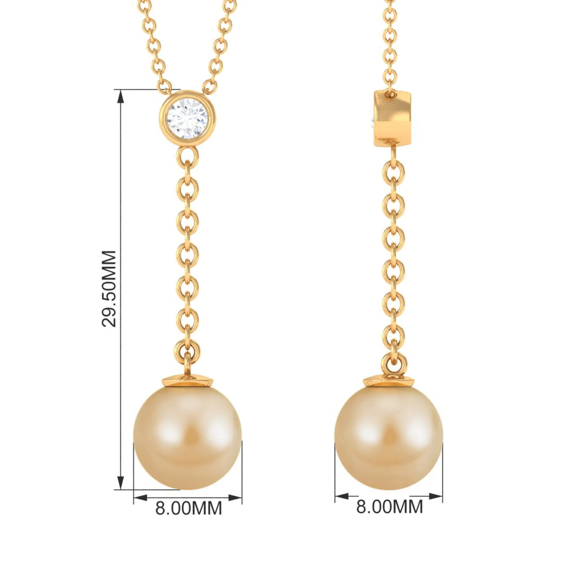 South Sea Pearl Dangle Drop Necklace with Diamond