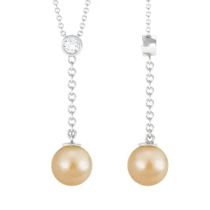 South Sea Pearl Dangle Drop Necklace with Diamond