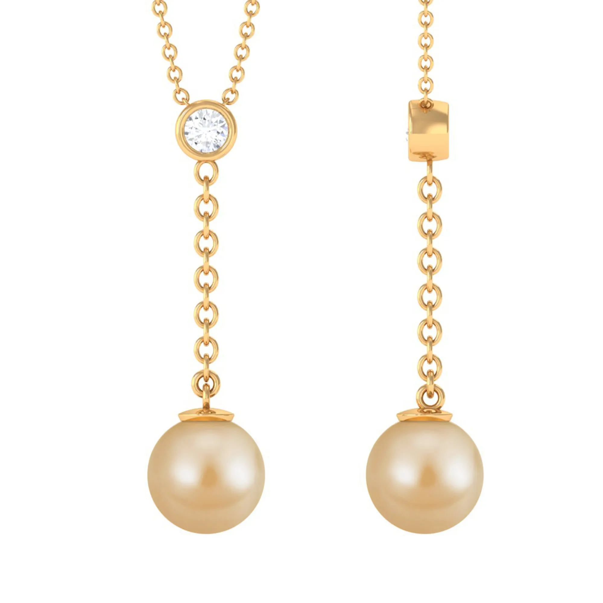 South Sea Pearl Dangle Drop Necklace with Diamond