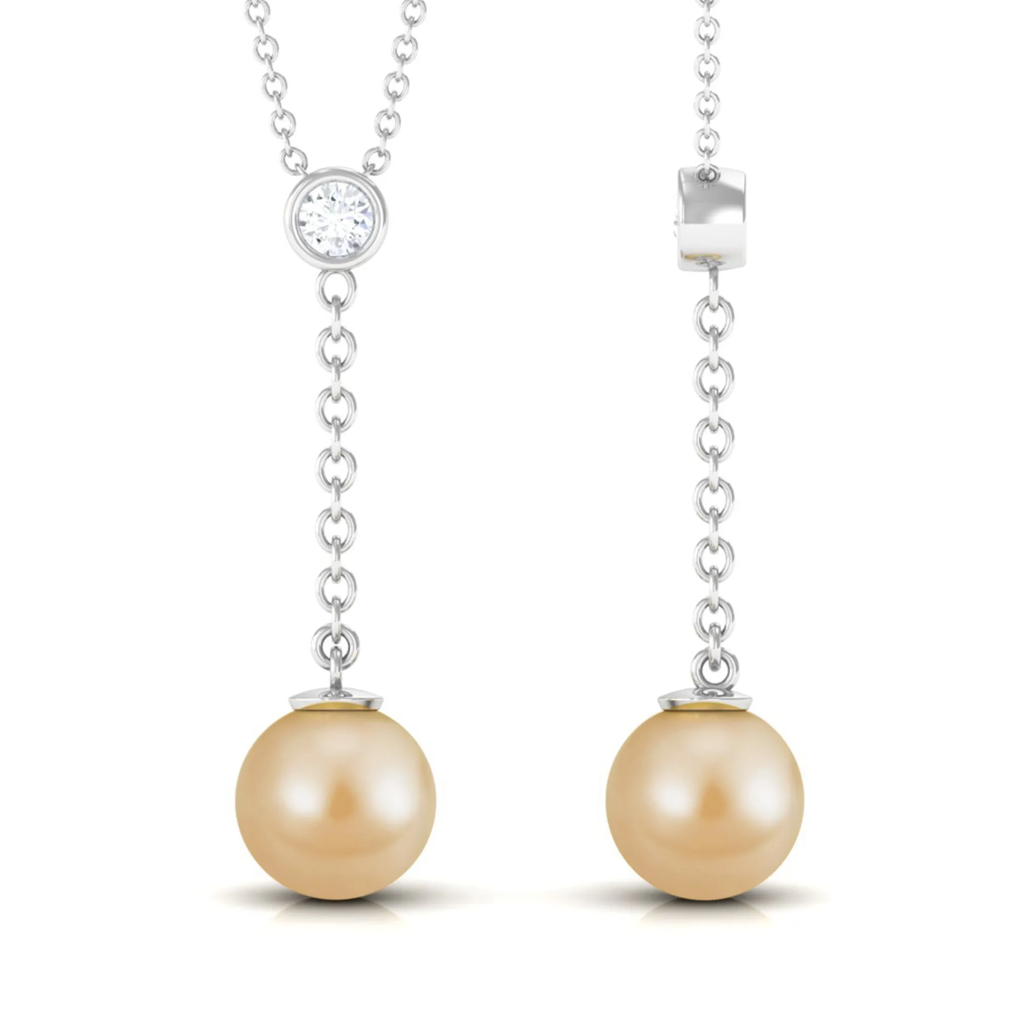 South Sea Pearl Dangle Drop Necklace with Diamond