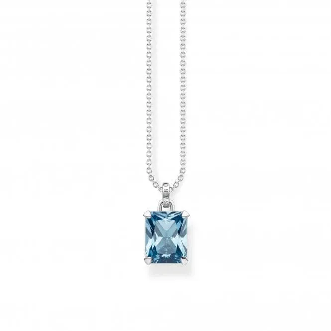 Sterling Silver Light Blue Stone Necklace KE1964-009-1-L45V