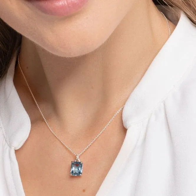 Sterling Silver Light Blue Stone Necklace KE1964-009-1-L45V
