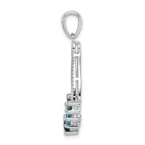 Sterling Silver London Blue And Light Sky Blue Topaz Teardrop Pendant