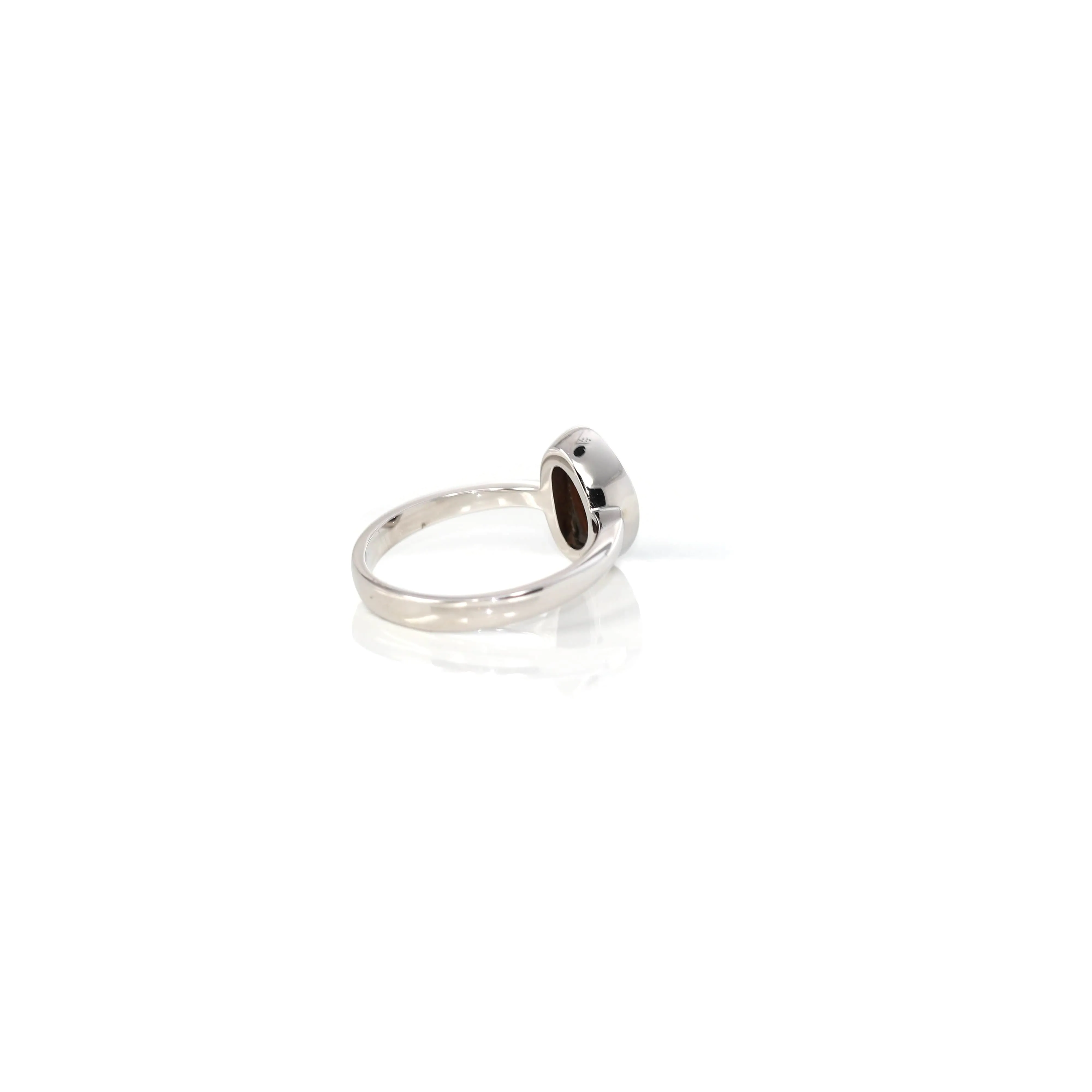 Sterling Silver Oval Australian Blue Opal Bezel Set Ring