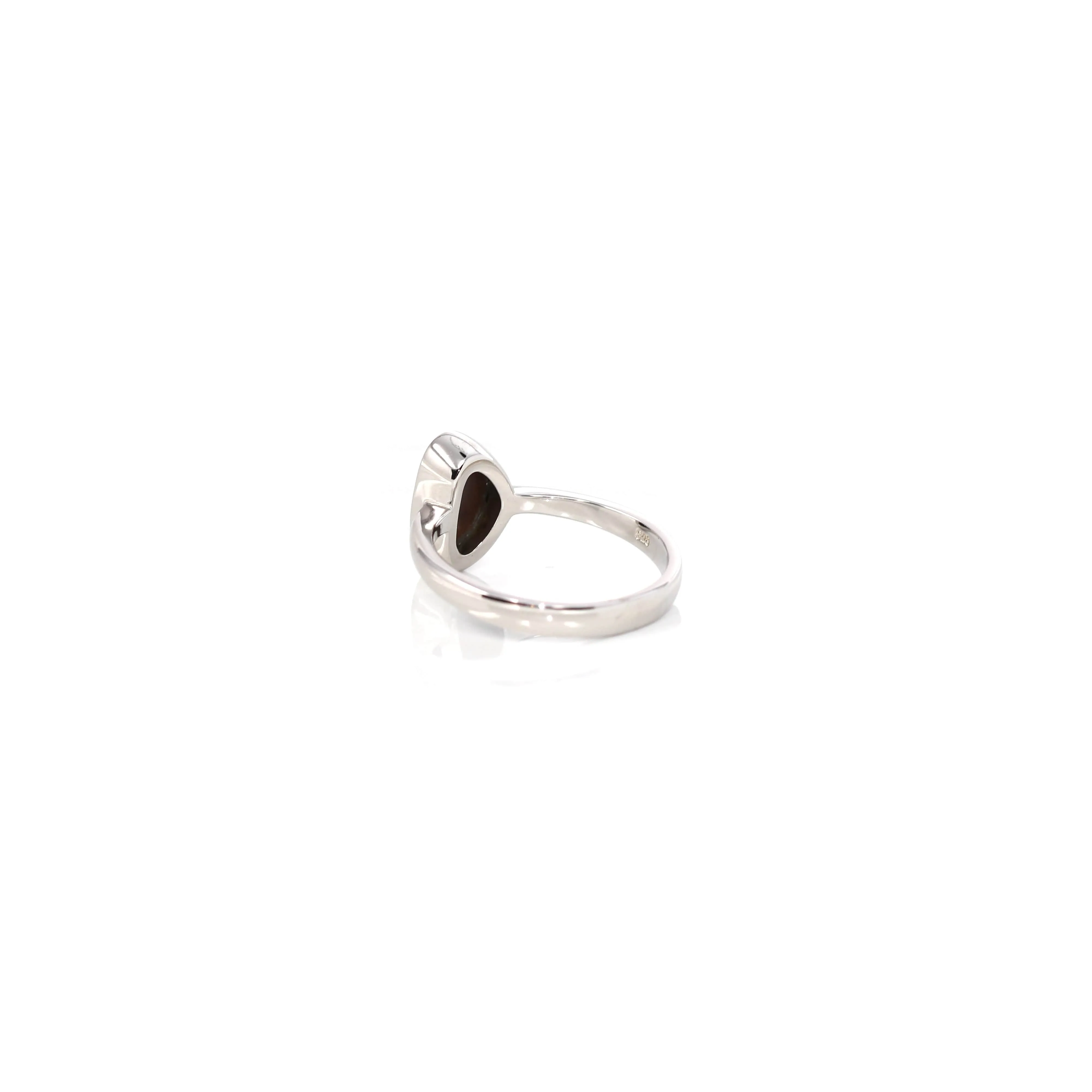 Sterling Silver Oval Australian Blue Opal Bezel Set Ring