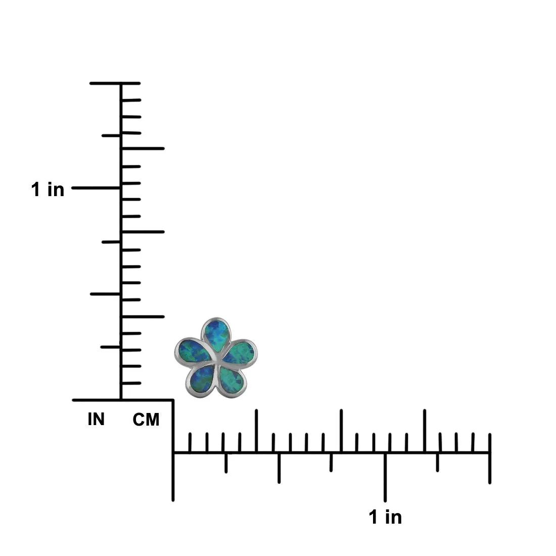 Sterling Silver Synthetic Blue Opal 10mm Plumeria Stud Earrings