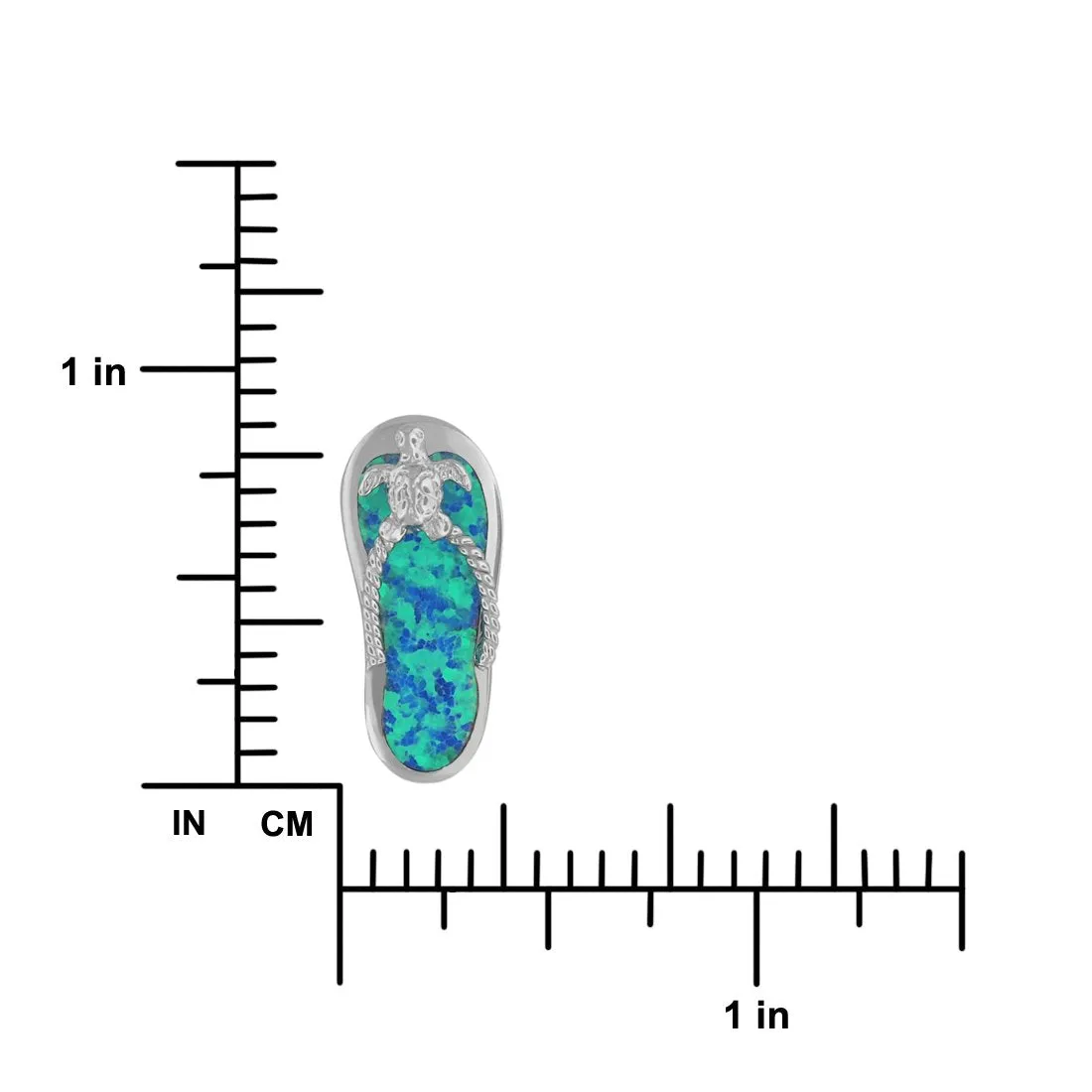Sterling Silver Synthetic Blue Opal Flip Flop Pendant Necklace, 18"
