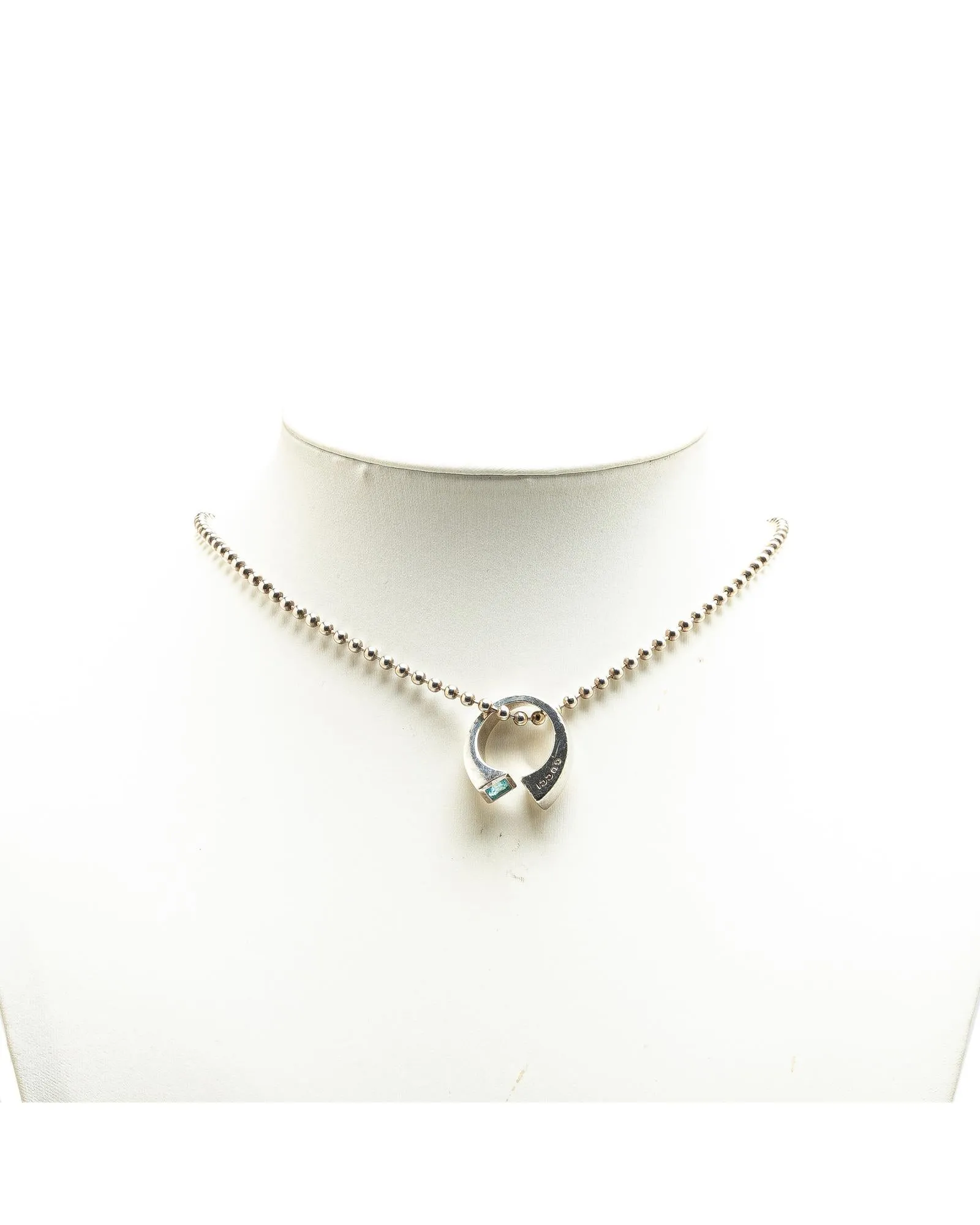 Sterling Silver Topaz Horsebit Pendant Necklace with Lobster Clasp Closure