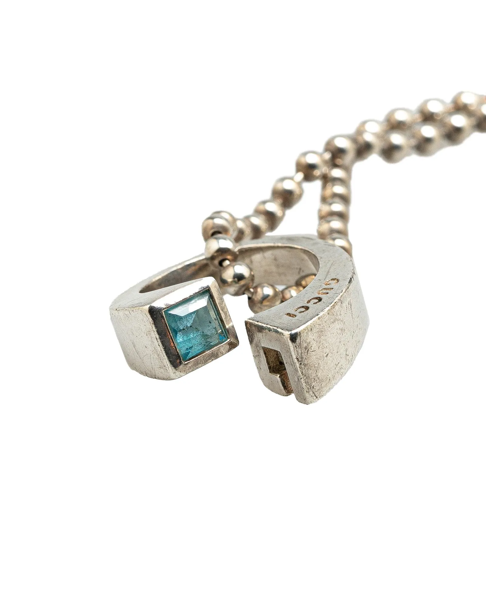 Sterling Silver Topaz Horsebit Pendant Necklace with Lobster Clasp Closure