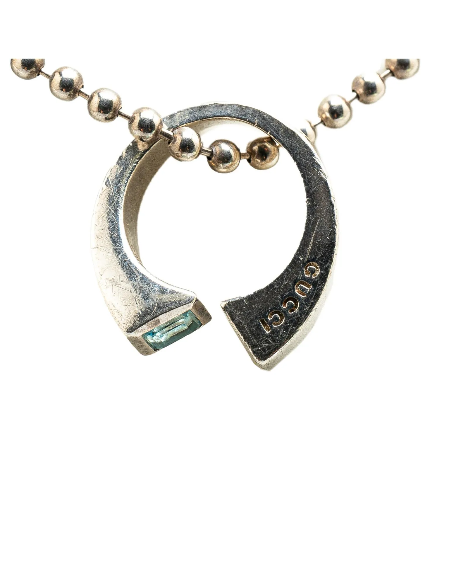 Sterling Silver Topaz Horsebit Pendant Necklace with Lobster Clasp Closure