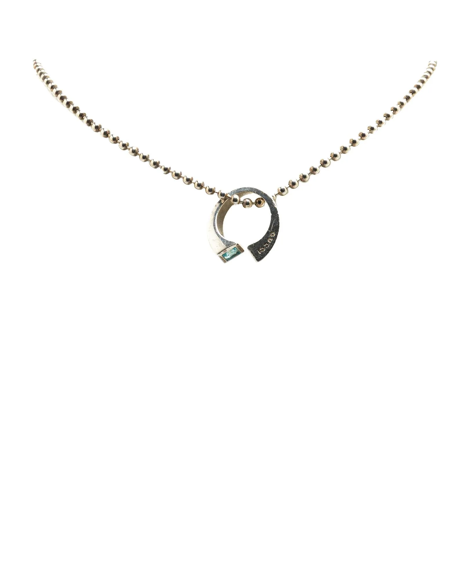 Sterling Silver Topaz Horsebit Pendant Necklace with Lobster Clasp Closure