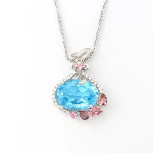 Sterling Silver Topaz Necklace With Tourmaline and Zircon Accent Stones