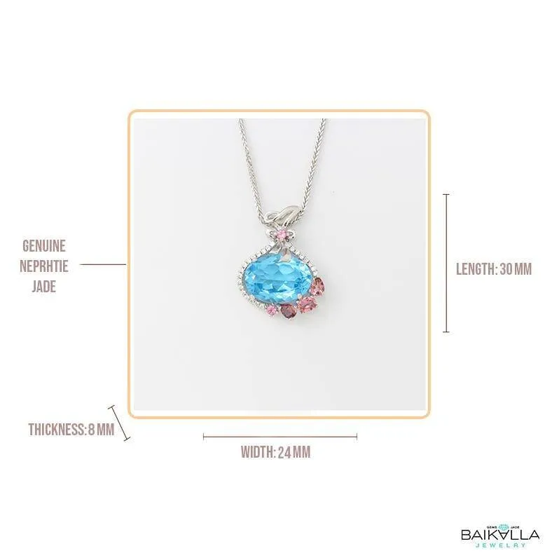 Sterling Silver Topaz Necklace With Tourmaline and Zircon Accent Stones