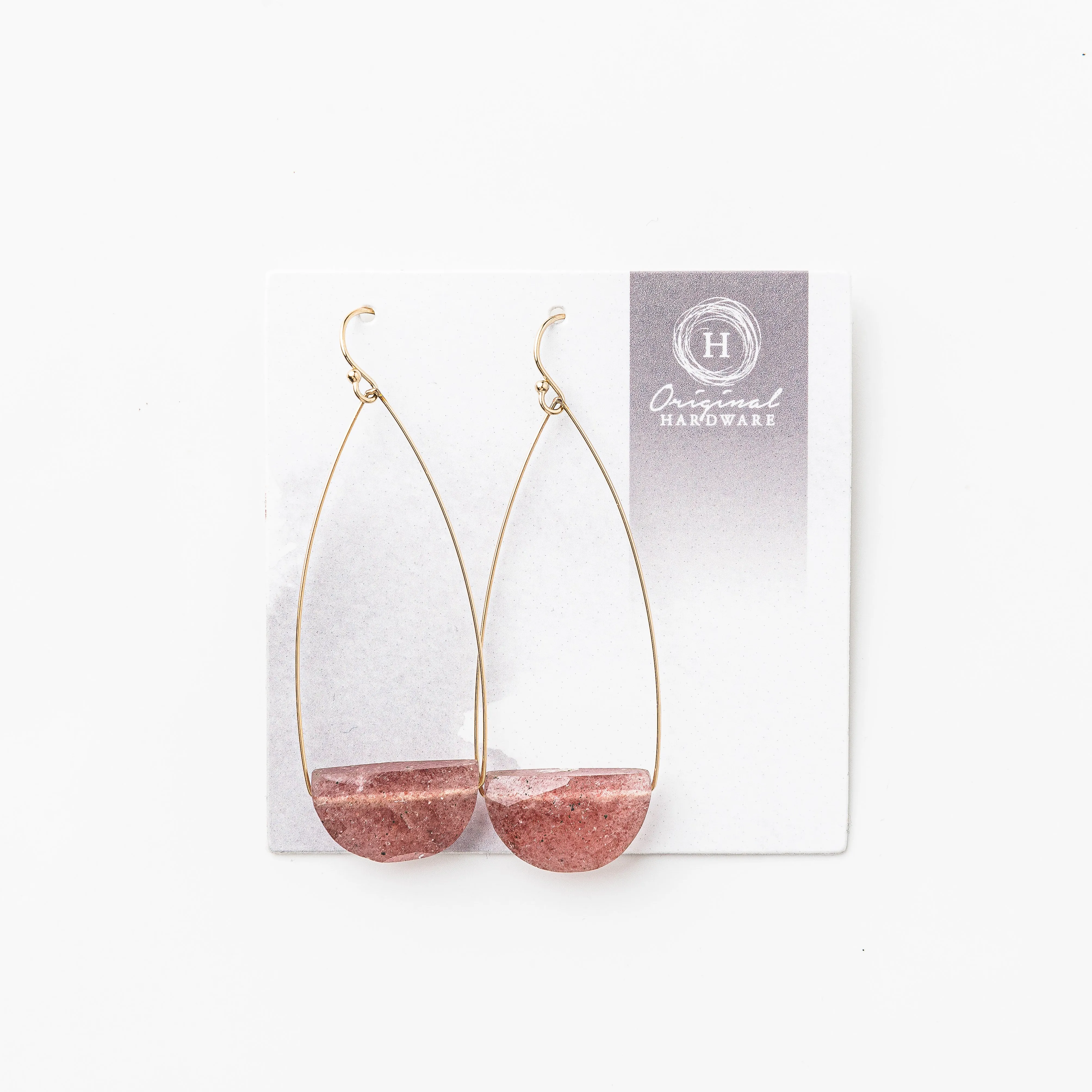 Strawberry Quartz Half Moon Earrings