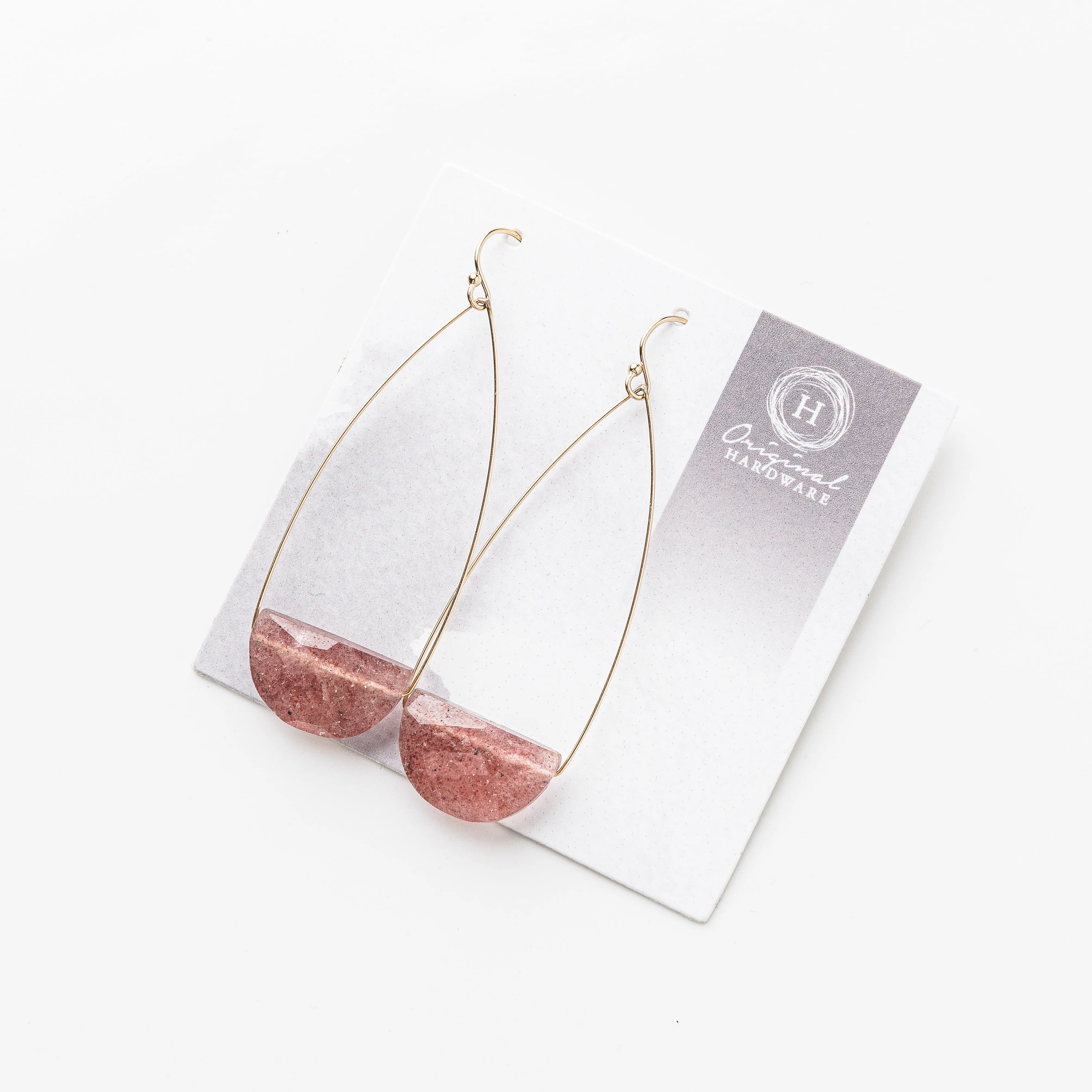 Strawberry Quartz Half Moon Earrings