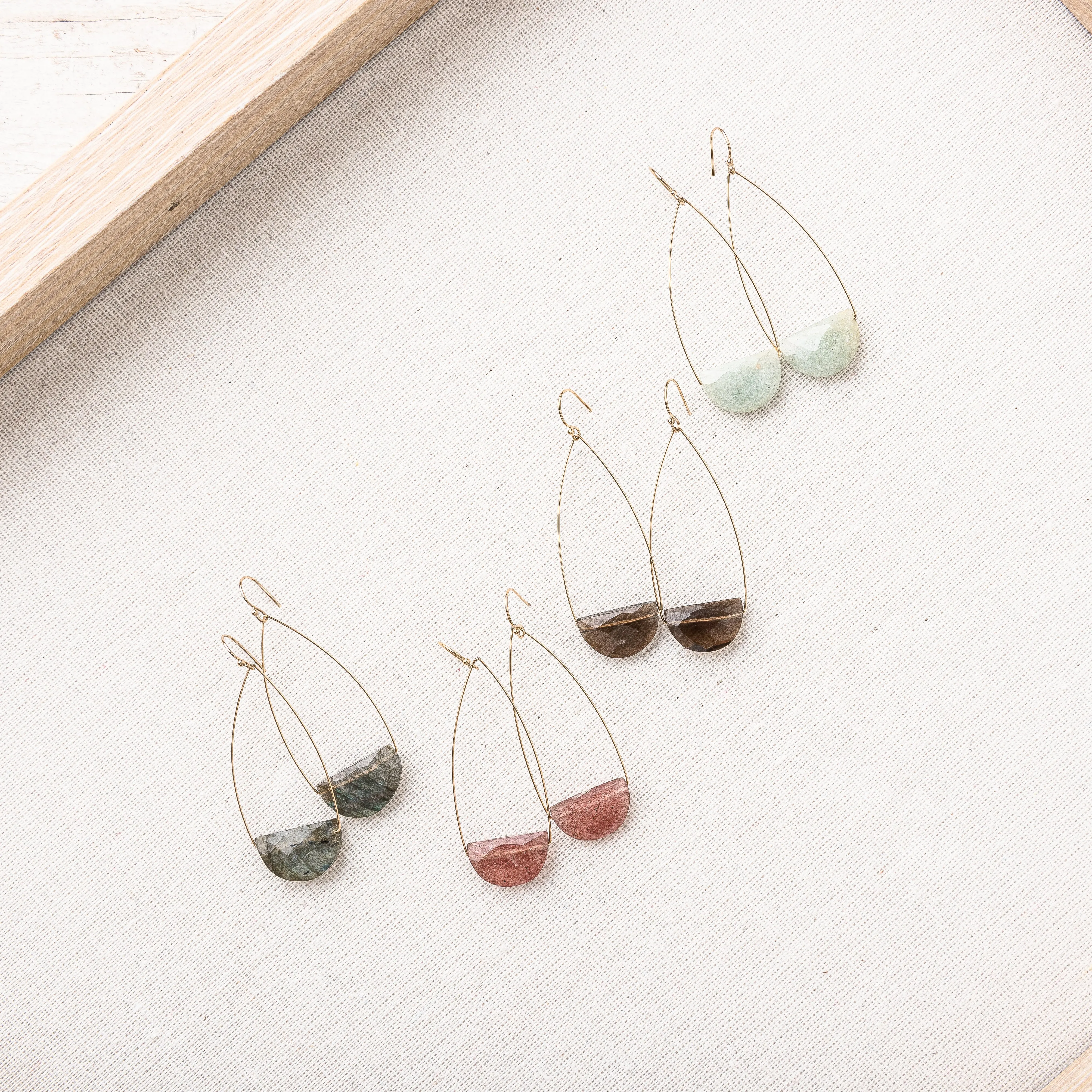 Strawberry Quartz Half Moon Earrings