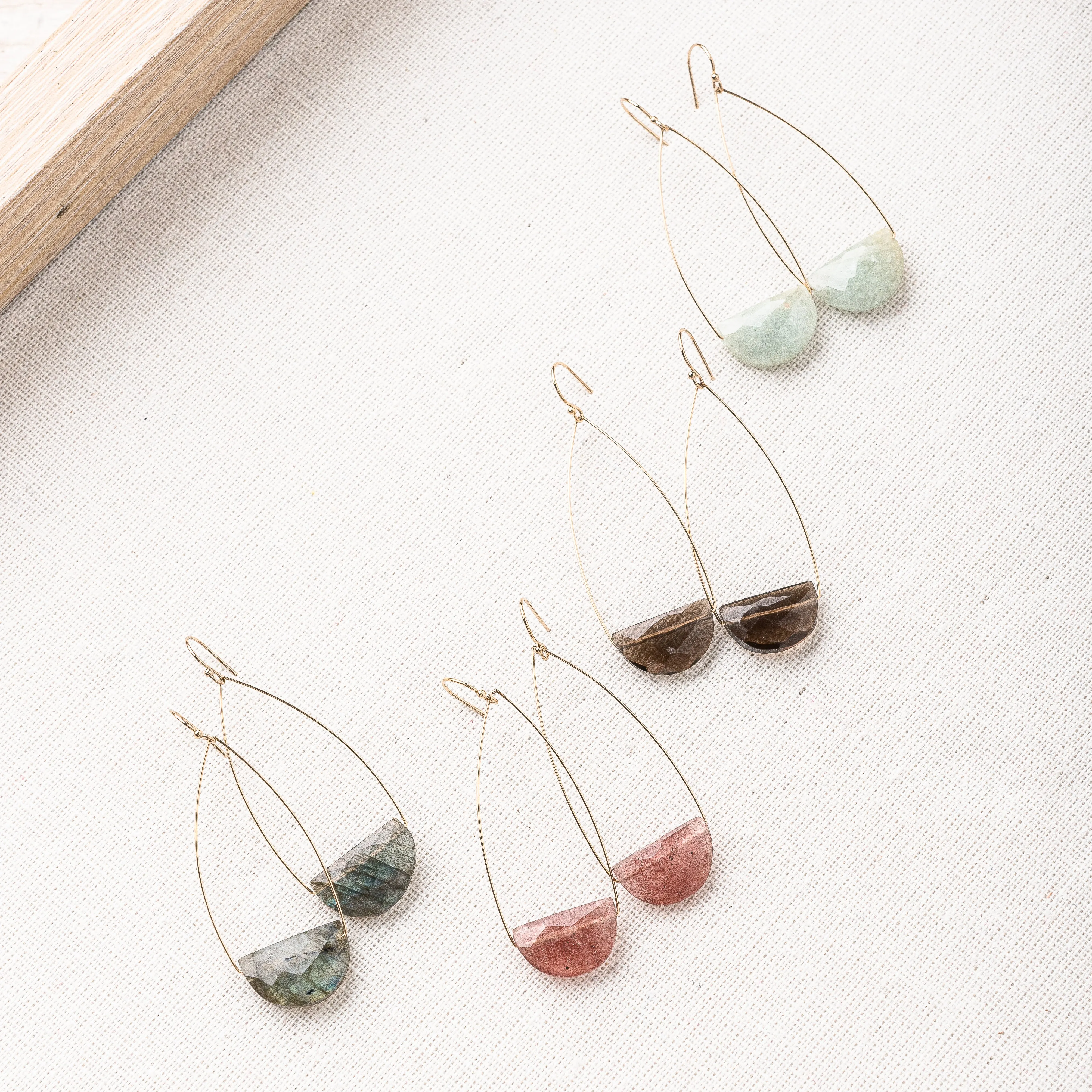 Strawberry Quartz Half Moon Earrings