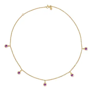 Talya Five Stone Necklace Yellow Gold - Amethyst