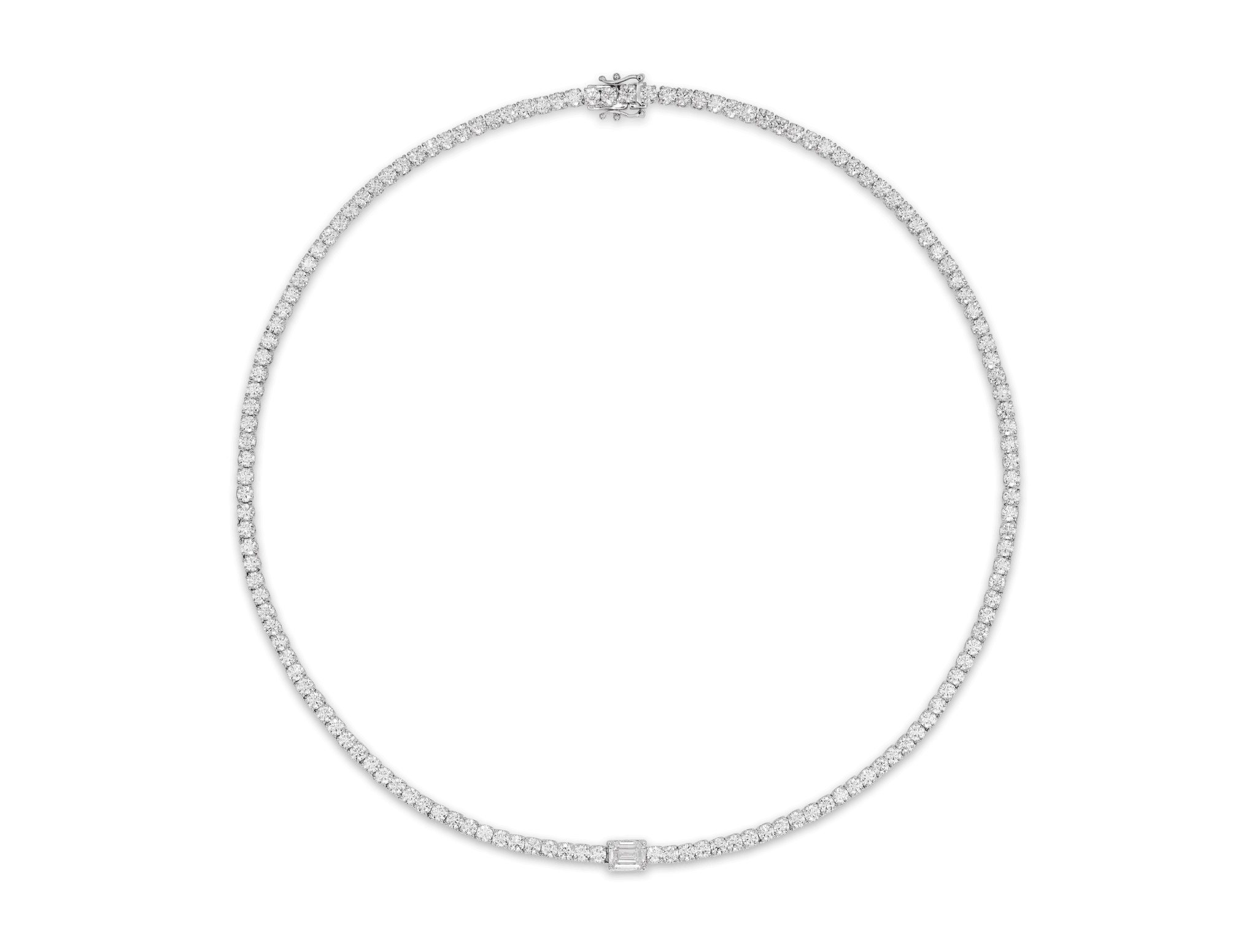 The Emerald Tennis Necklace | White