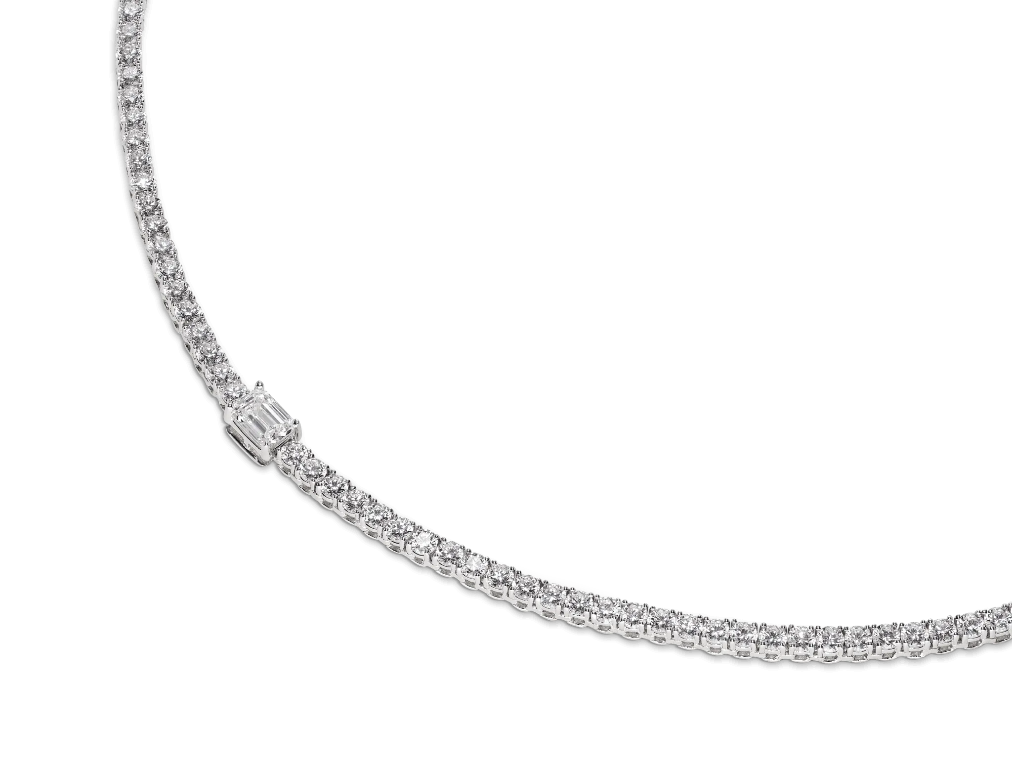 The Emerald Tennis Necklace | White