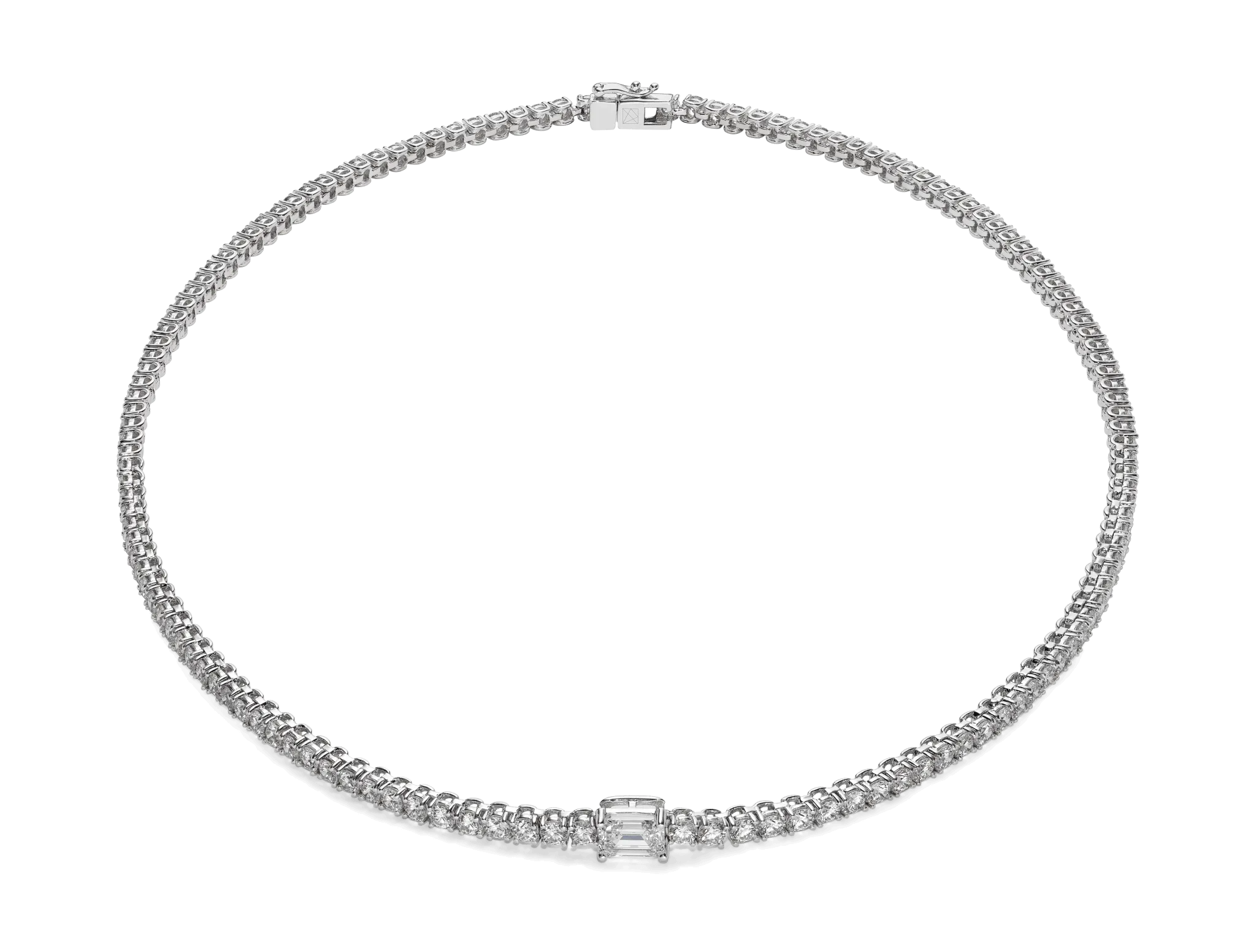 The Emerald Tennis Necklace | White