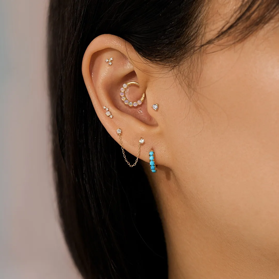 VENUS | Single Opal And Diamond Threadless Flatback Earring