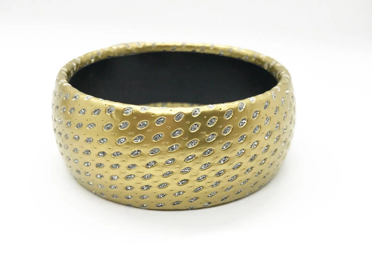 Vintage Rhinestone Studded Gold Soft Cuff Bracelet