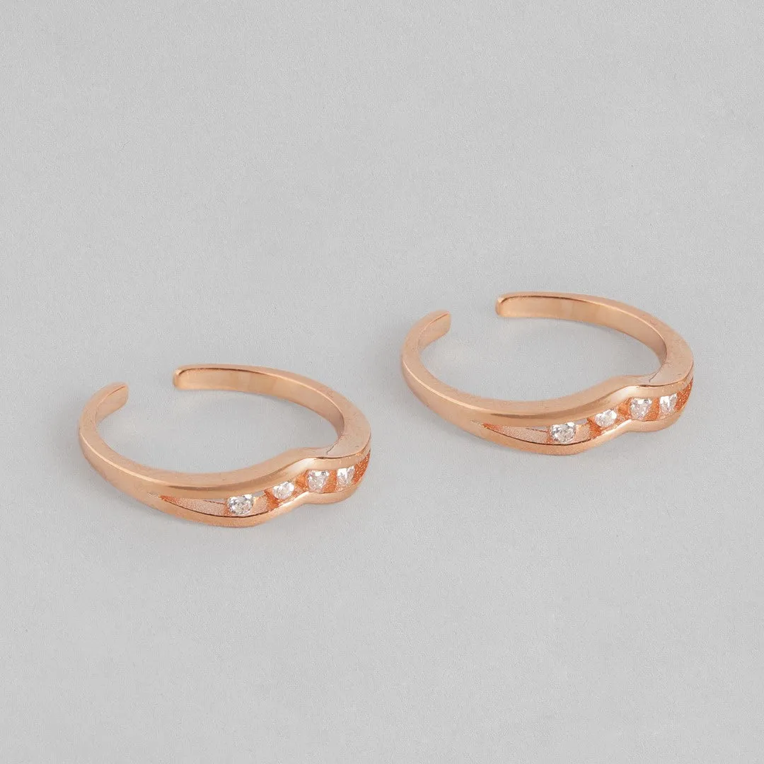 Vintage Studded Rose Gold 925 Silver Toe Ring
