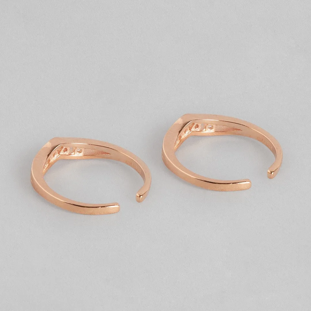 Vintage Studded Rose Gold 925 Silver Toe Ring