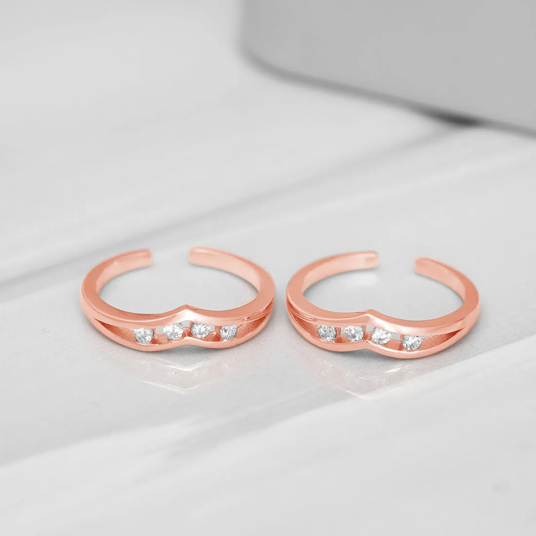 Vintage Studded Rose Gold 925 Silver Toe Ring