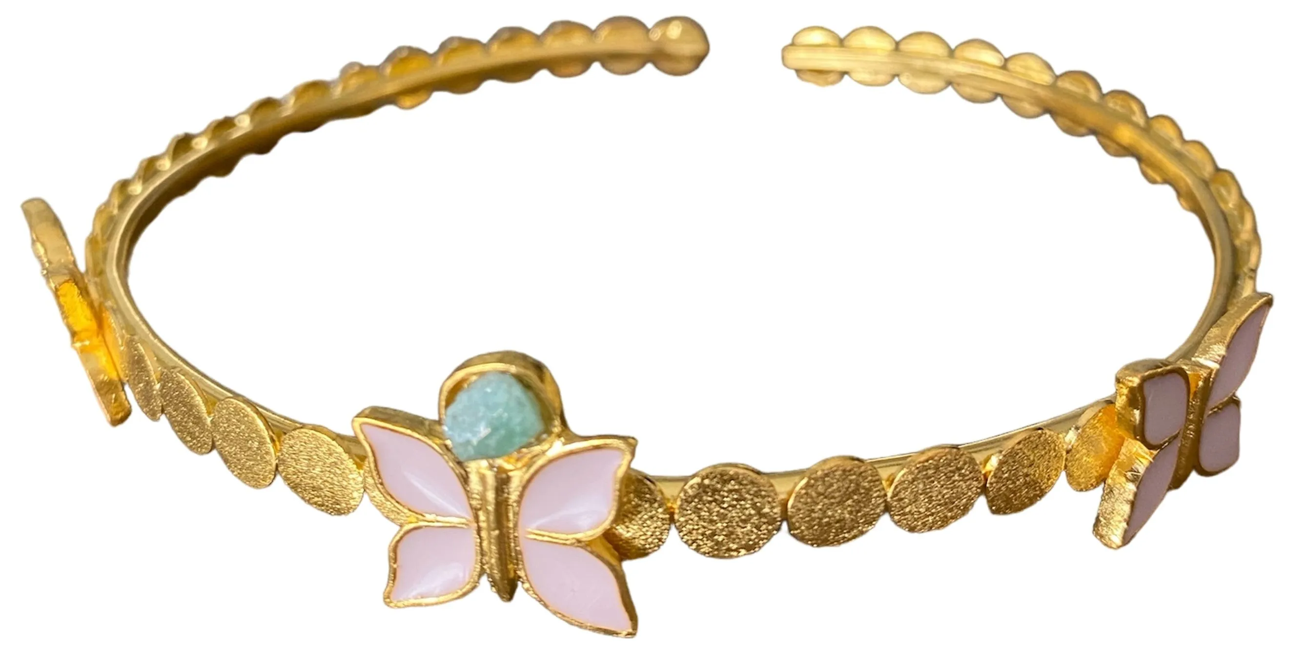 Volare Butterfly New Collection Colombian raw emerald & 24k Gold Plated