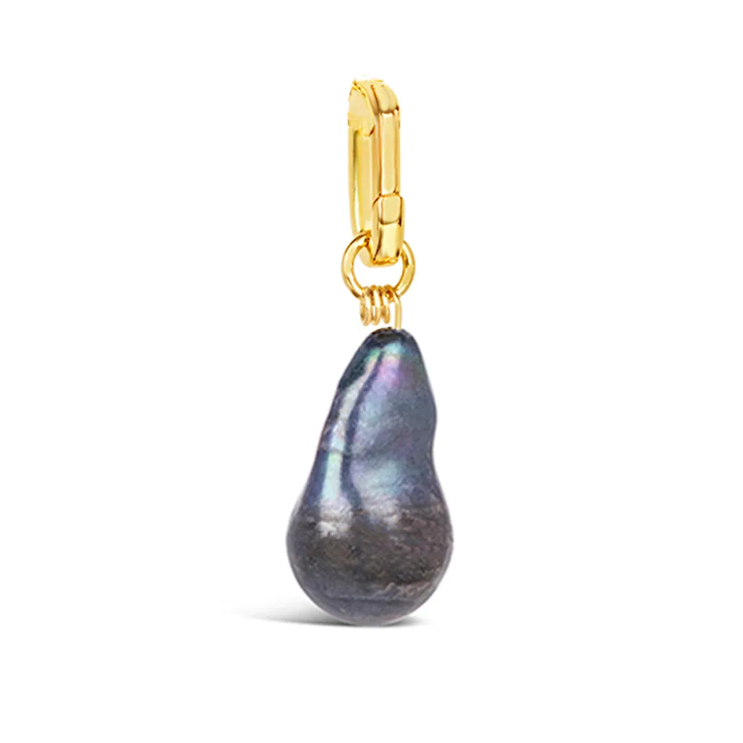 White Baroque Pearl Paperclip Necklace | Gold