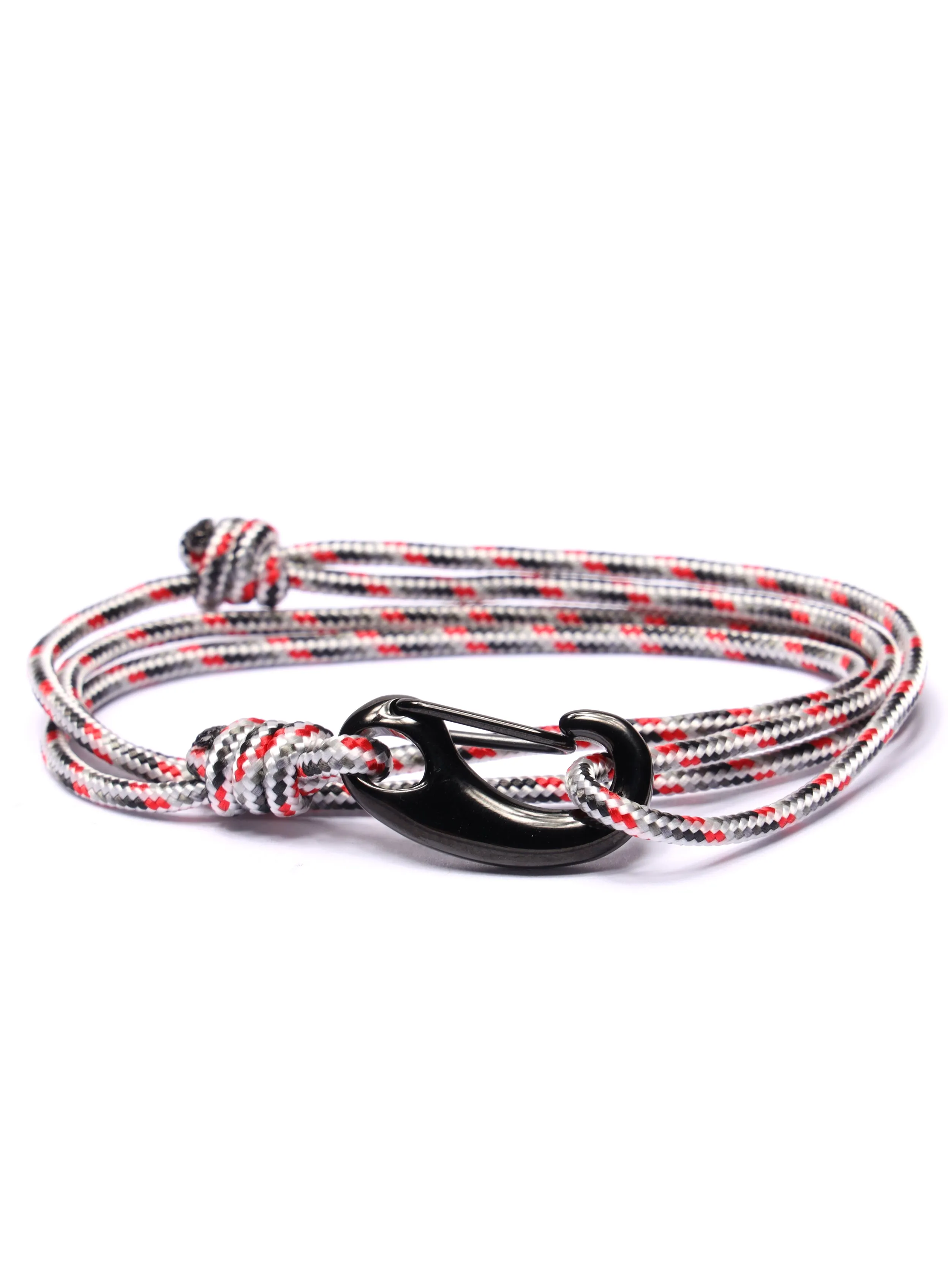 White   Gray Tactical Cord Bracelet for Men (Black Clasp - 24K)