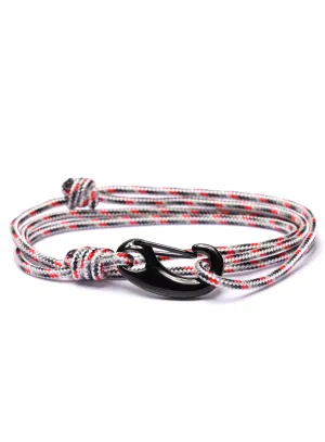 White   Gray Tactical Cord Bracelet for Men (Black Clasp - 24K)