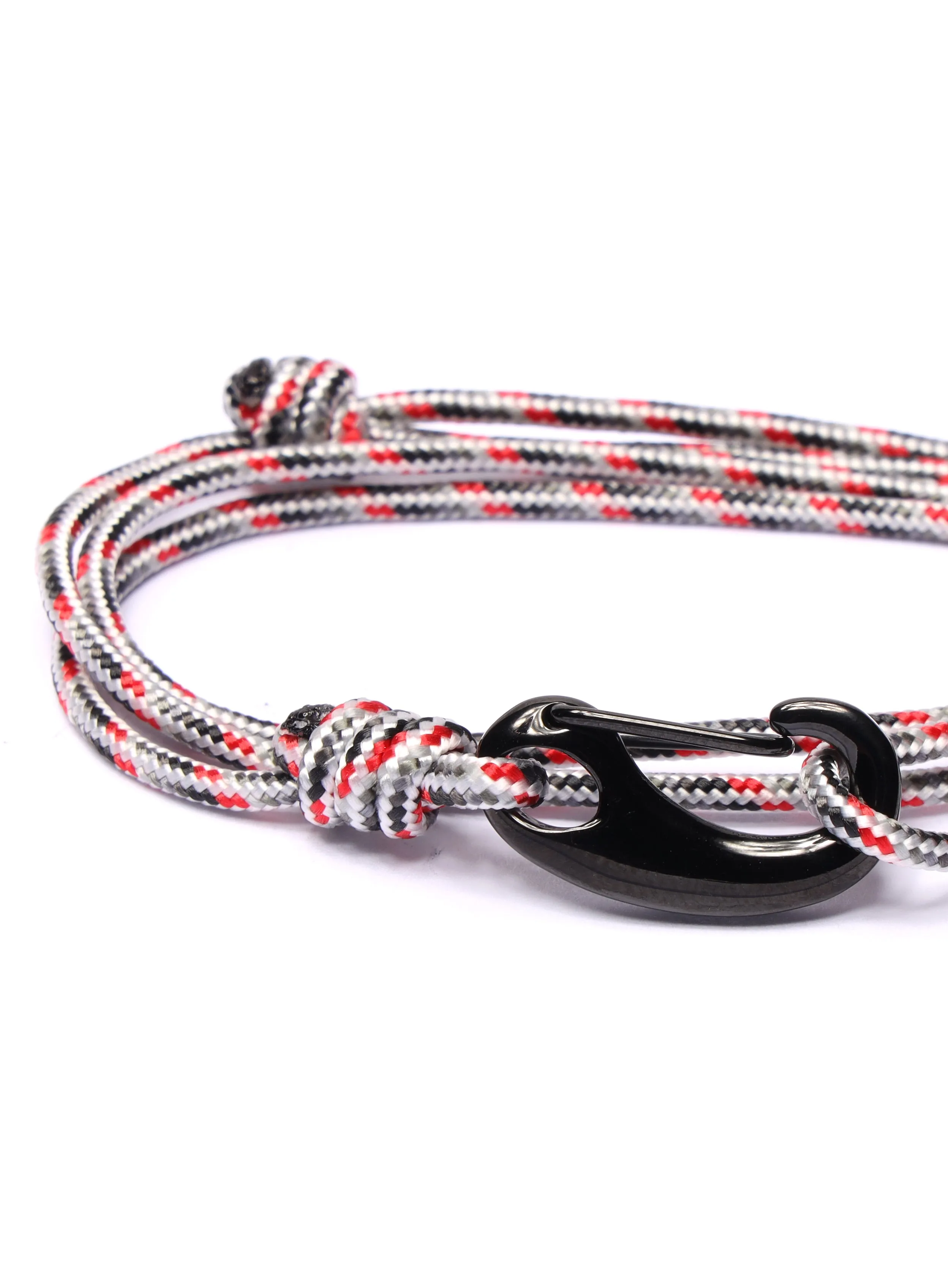 White   Gray Tactical Cord Bracelet for Men (Black Clasp - 24K)