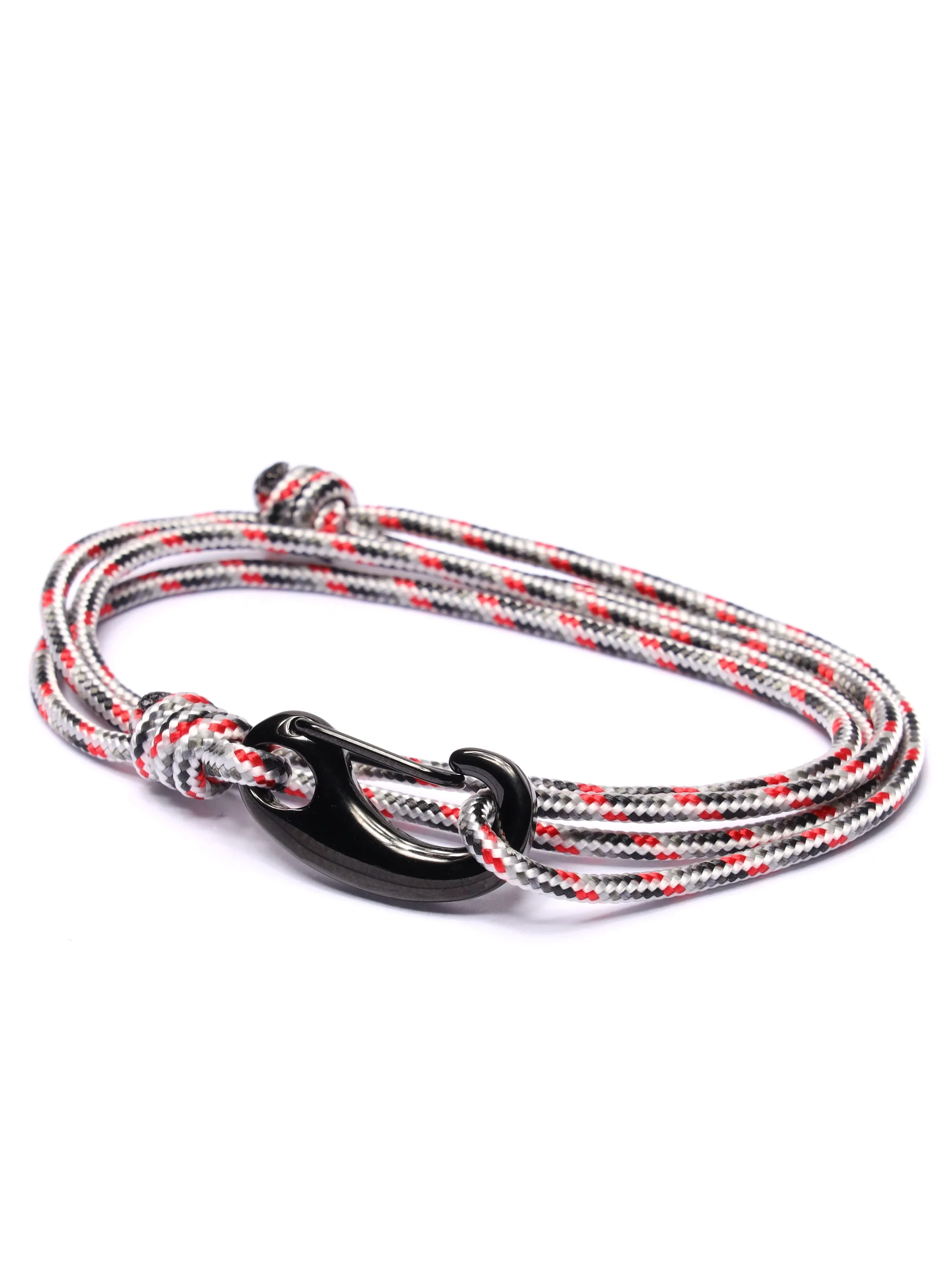White   Gray Tactical Cord Bracelet for Men (Black Clasp - 24K)