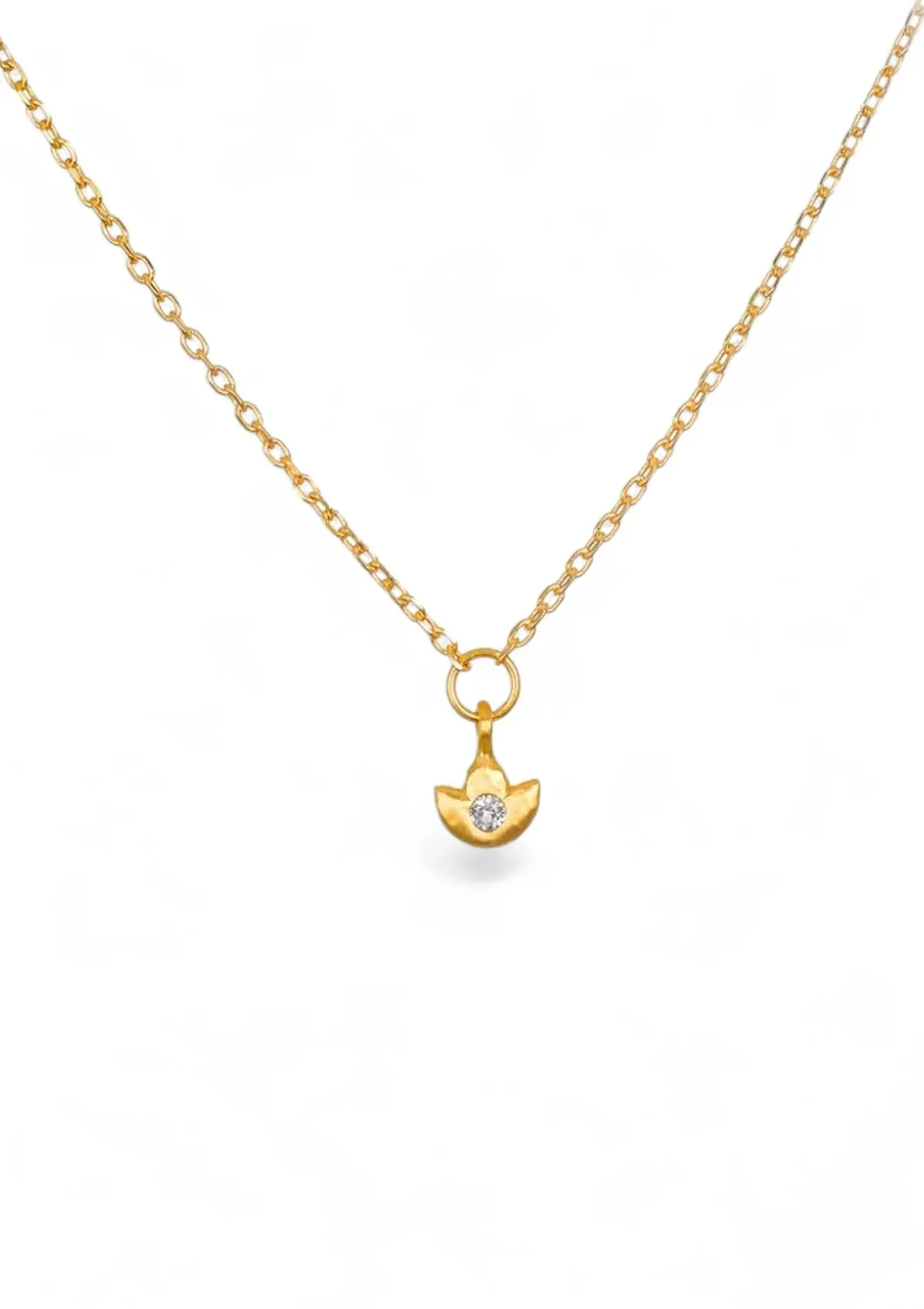 White Topaz Mini Lotus Pendant Necklace