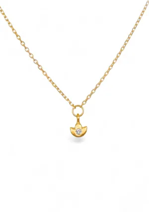 White Topaz Mini Lotus Pendant Necklace